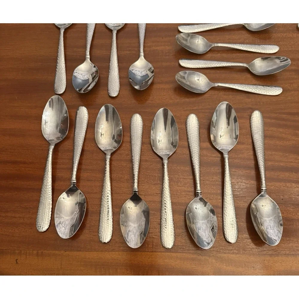 58-Piece Hammered Stainless Steel Flatware Set – Towle Logan + Unbranded MIx Lot